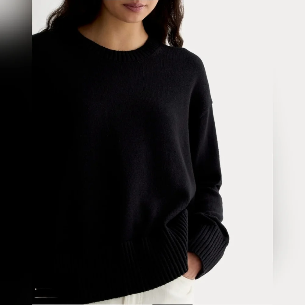 NWT Everlane The Boxy Sweater in Everyday Cotton Size XS In Black - Picture 7 of 11